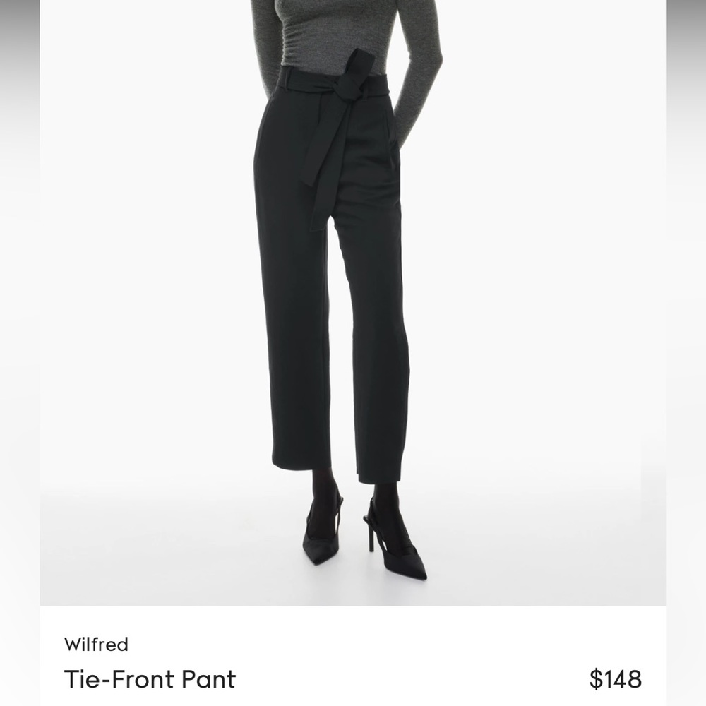 Aritzia Wilfred Tie Front black pants size 10